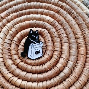 NEW Sneaky Black Cat Enamel Pin